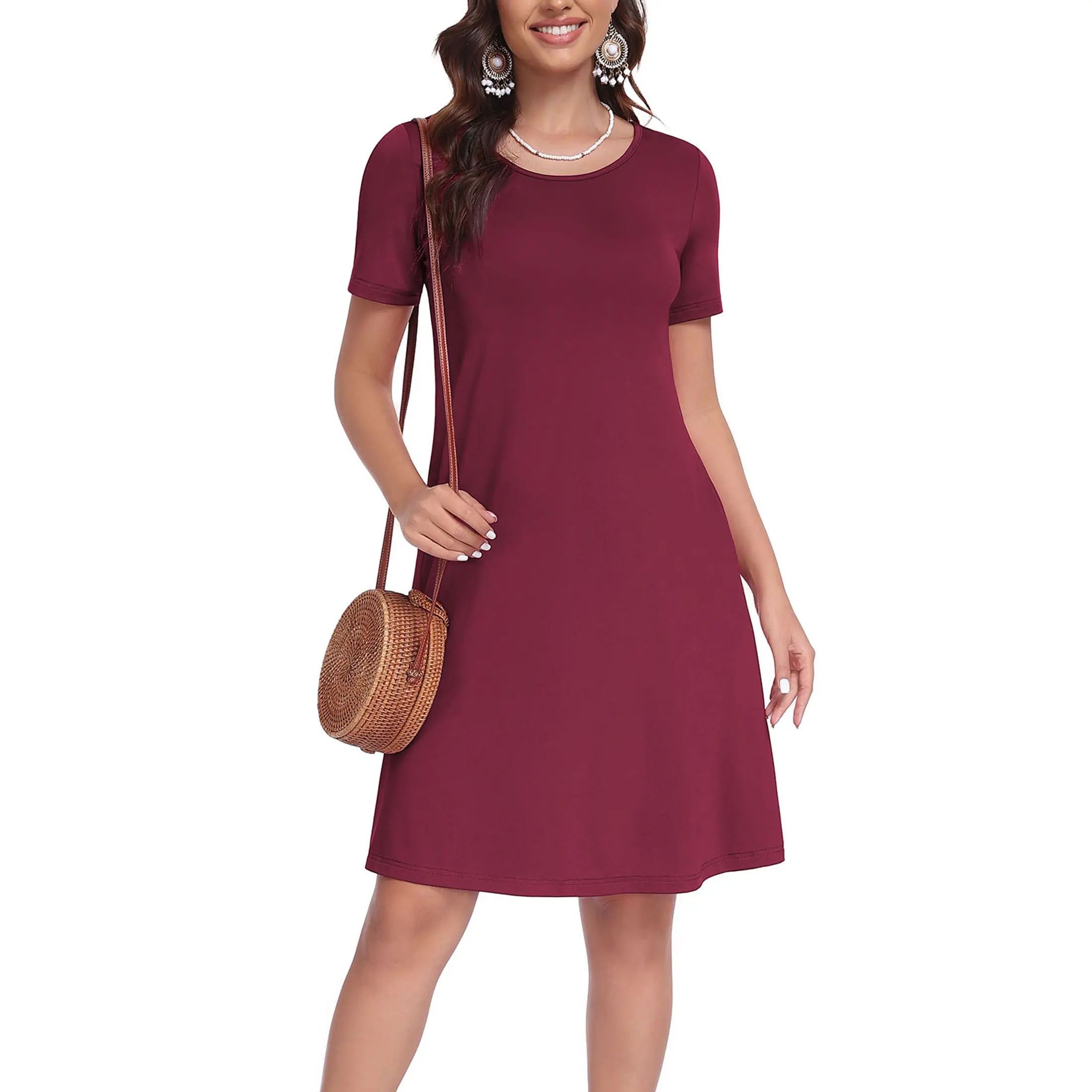 Women’s Floral Midi Dress with Pockets – Casual Summer Travel Style