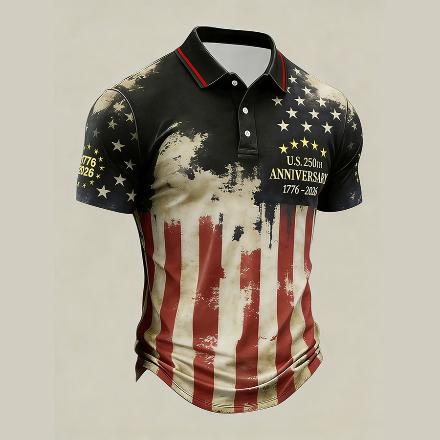 Men'S Business And Leisure Polo Shirt Commemorative Of The Founding Of The United States