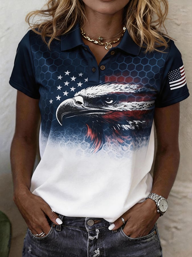Women's U.S. 250th Anniversary Printed Short-Sleeve Polo Shirt