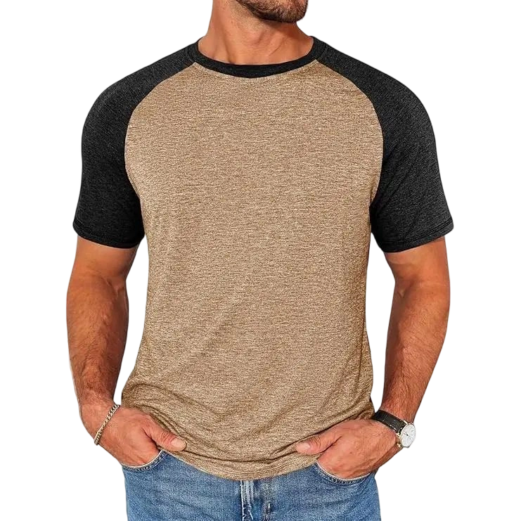 Mens Casual Slim Fit T Shirts Raglan Short Sleeve Crewneck Baseball Tees Color Block Workout Fashion Shirt