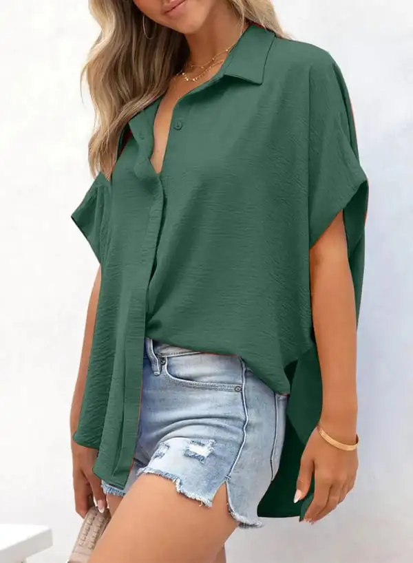 Women's Casual Button Short Sleeve (Less than $3 each!)