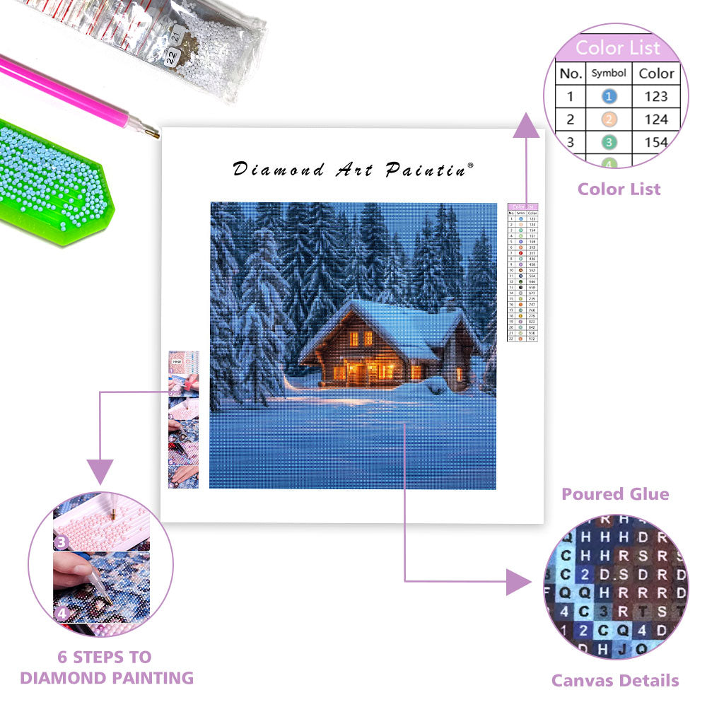 Winter Cabin Retreat - Diamond Painting