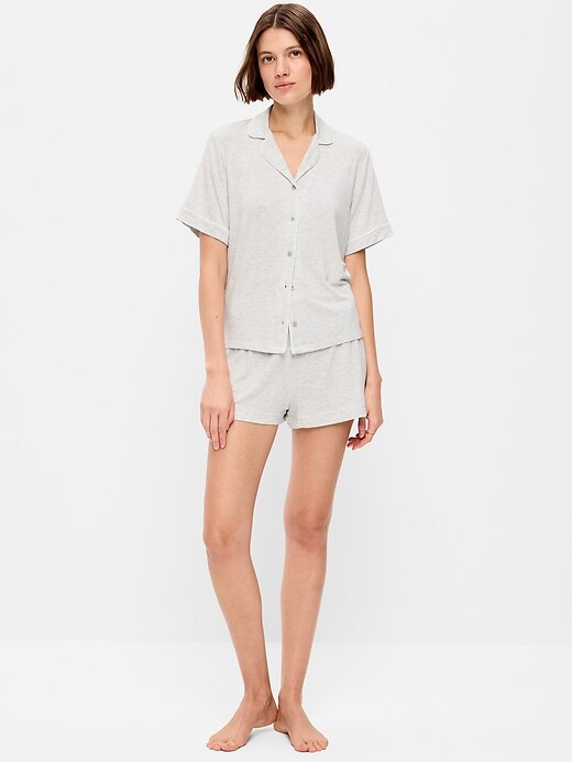 Sunday Sleep Knit Jersey Short Set Heather Gray