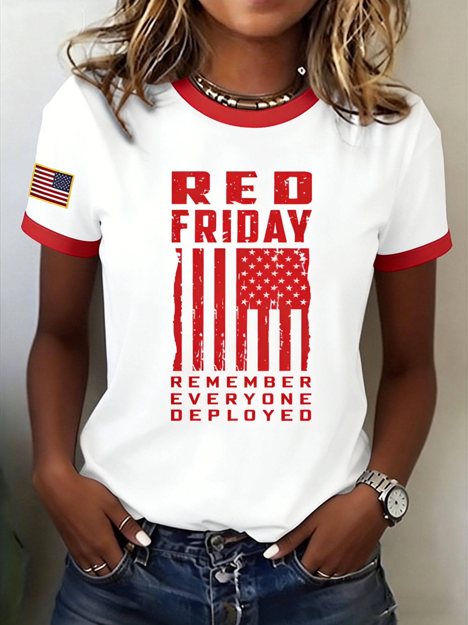 Women's Red Friday Print T-shirt