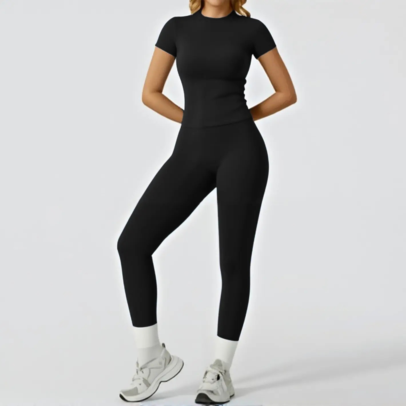 Women's Solid-Color Sports T-Shirt Set