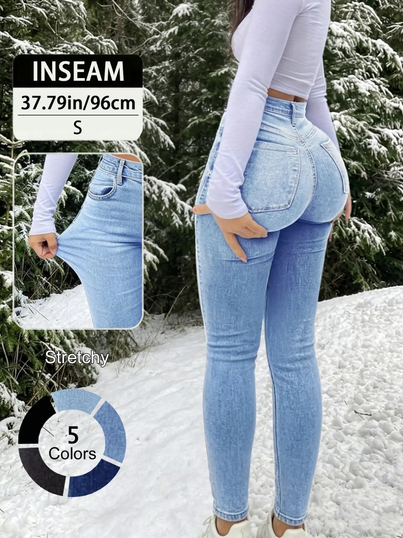Women’s High Waist Skinny Denim Jeans – Slim Fit Stretch Casual Light Wash Pants