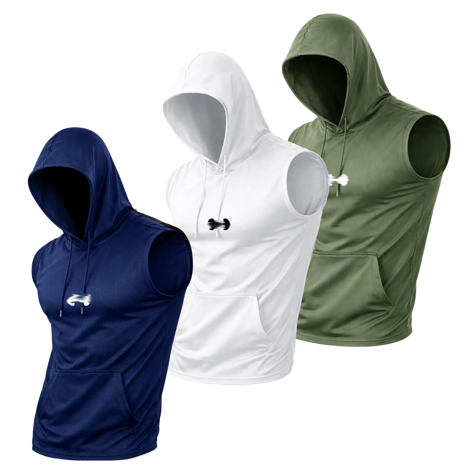 3-Pack Men’s Quick-Dry Cooling Hooded Sleeveless Tops
