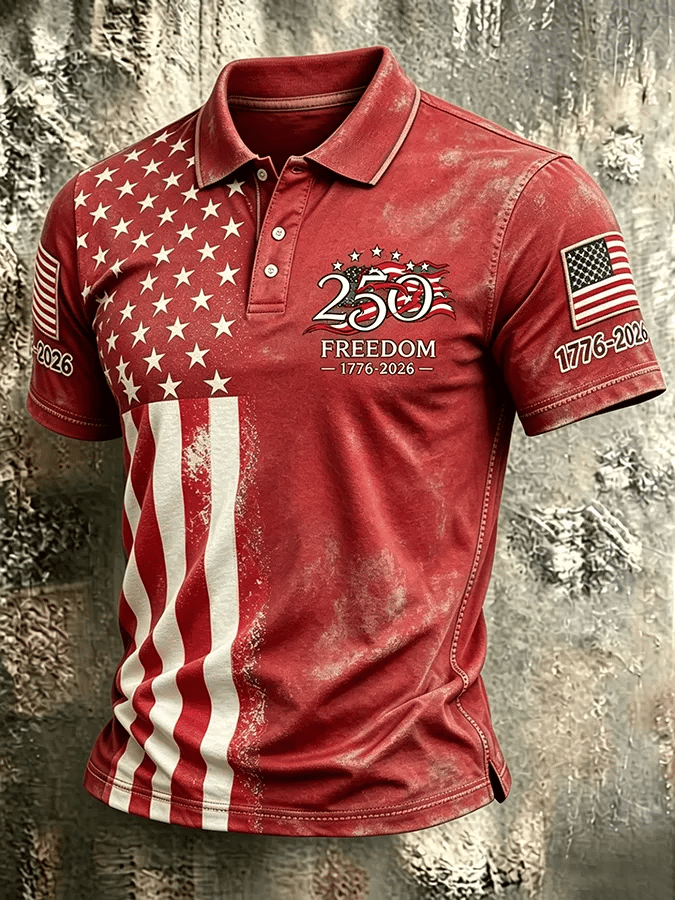 Men's USA 1776-2026 Freedom Printed Polo Shirt