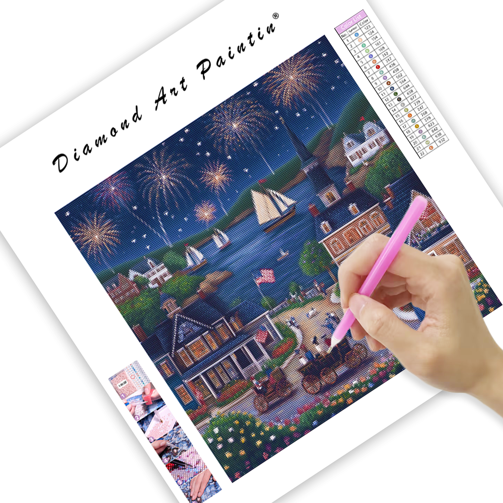 Festive Evening Illustration - Diamond Painting