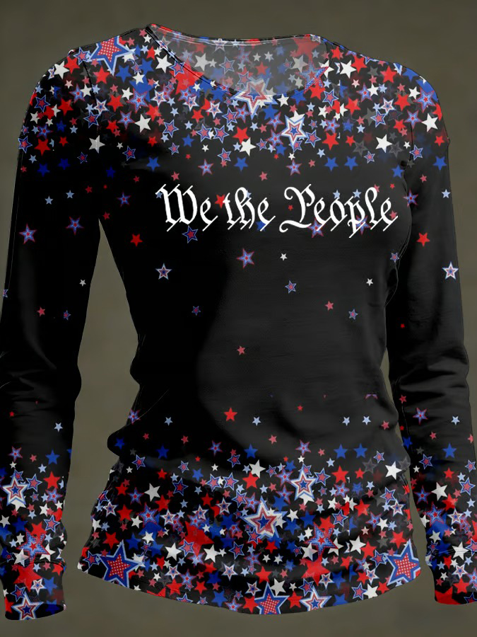 Women's 250th Anniversary National Flag Print Casual Long-Sleeved T-Shirt
