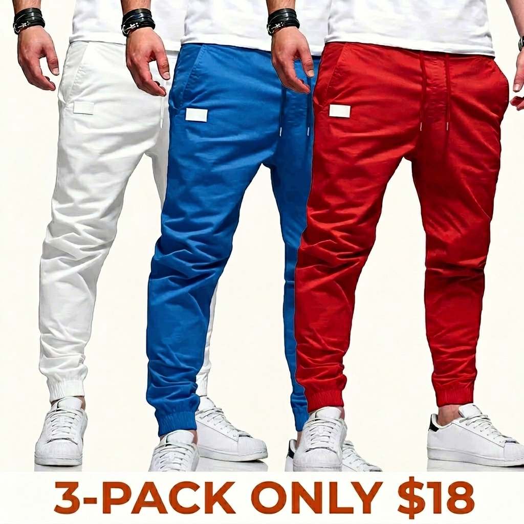 Men's Casual Joggers – Elastic Waistband with Drawstring