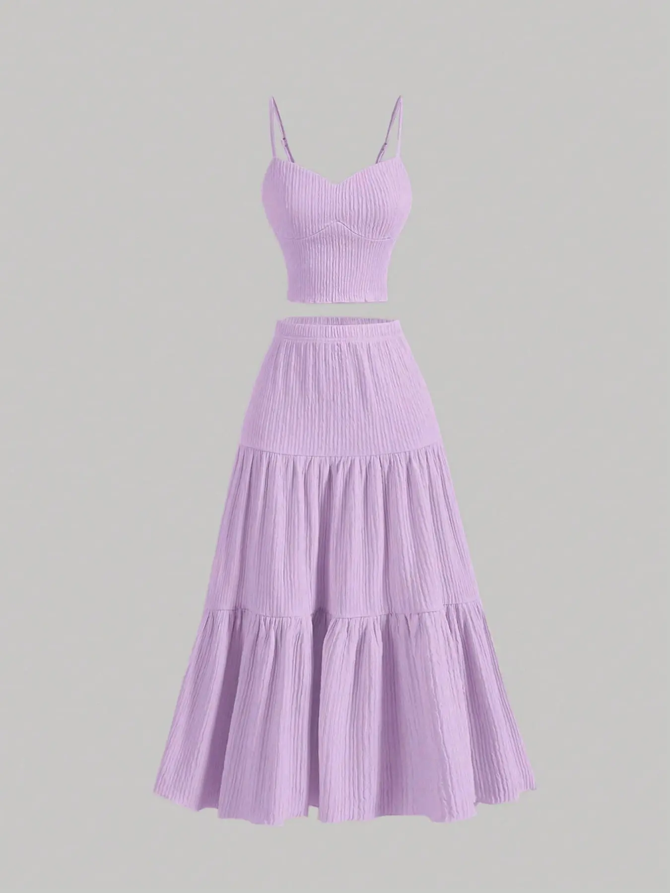 Women's Solid-Color Woven Cropped Camisole and A-Line Skirt Two-Piece Set