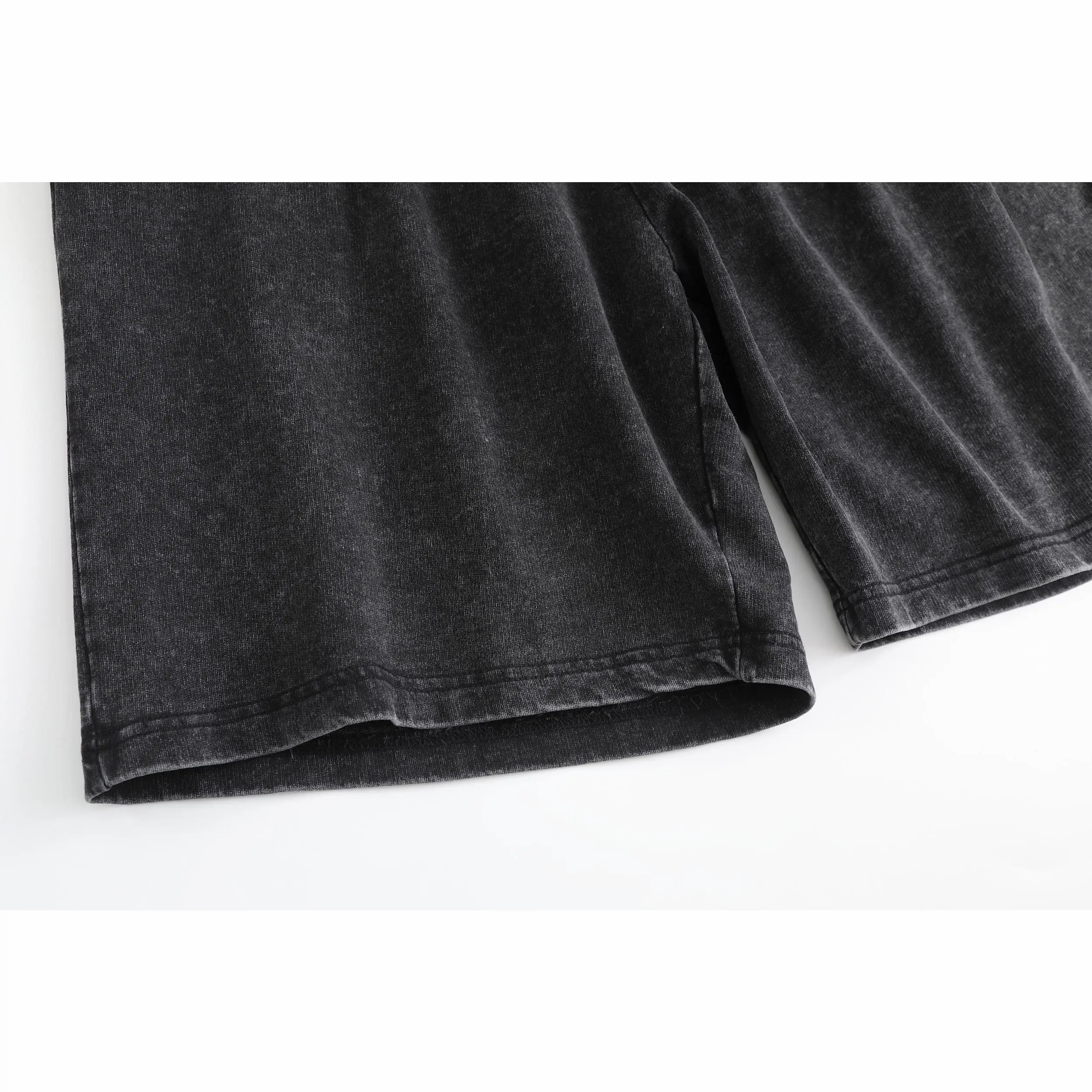 Unisex Acid Wash Graphic Sweat Shorts – Cotton Baggy Casual with Pockets