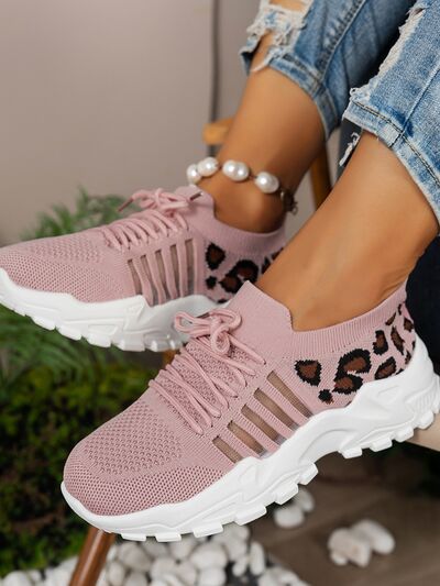 Cutout Leopard Lace Up Mesh Athletic (multiple color options)
