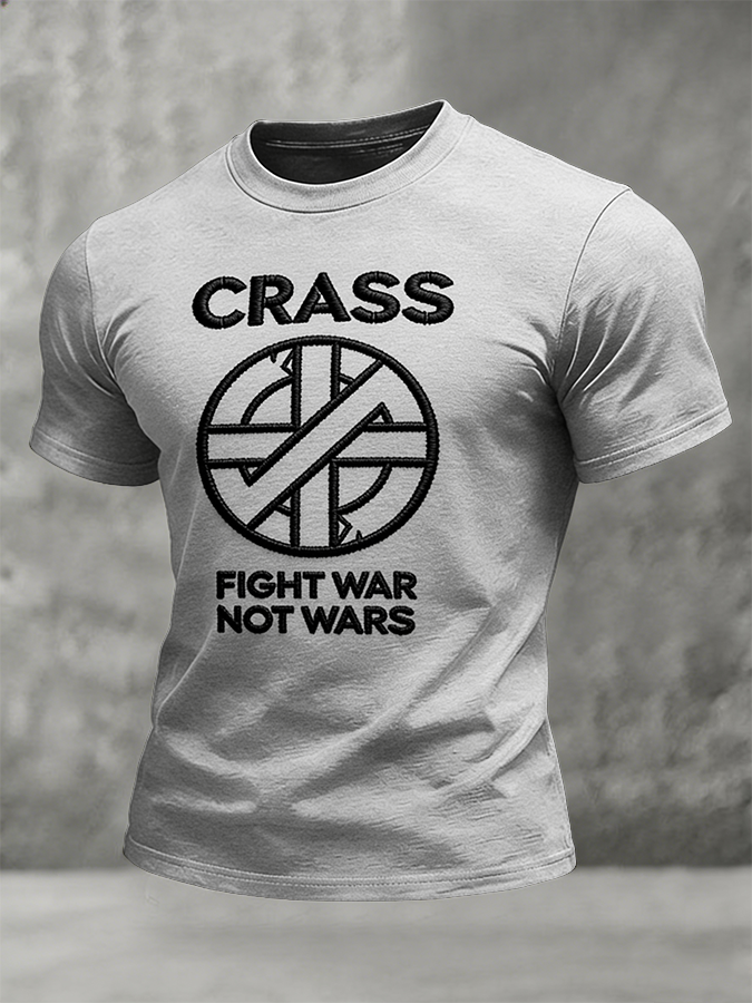 Men's Crass Fight War Embroidered Anti-War T-Shirt