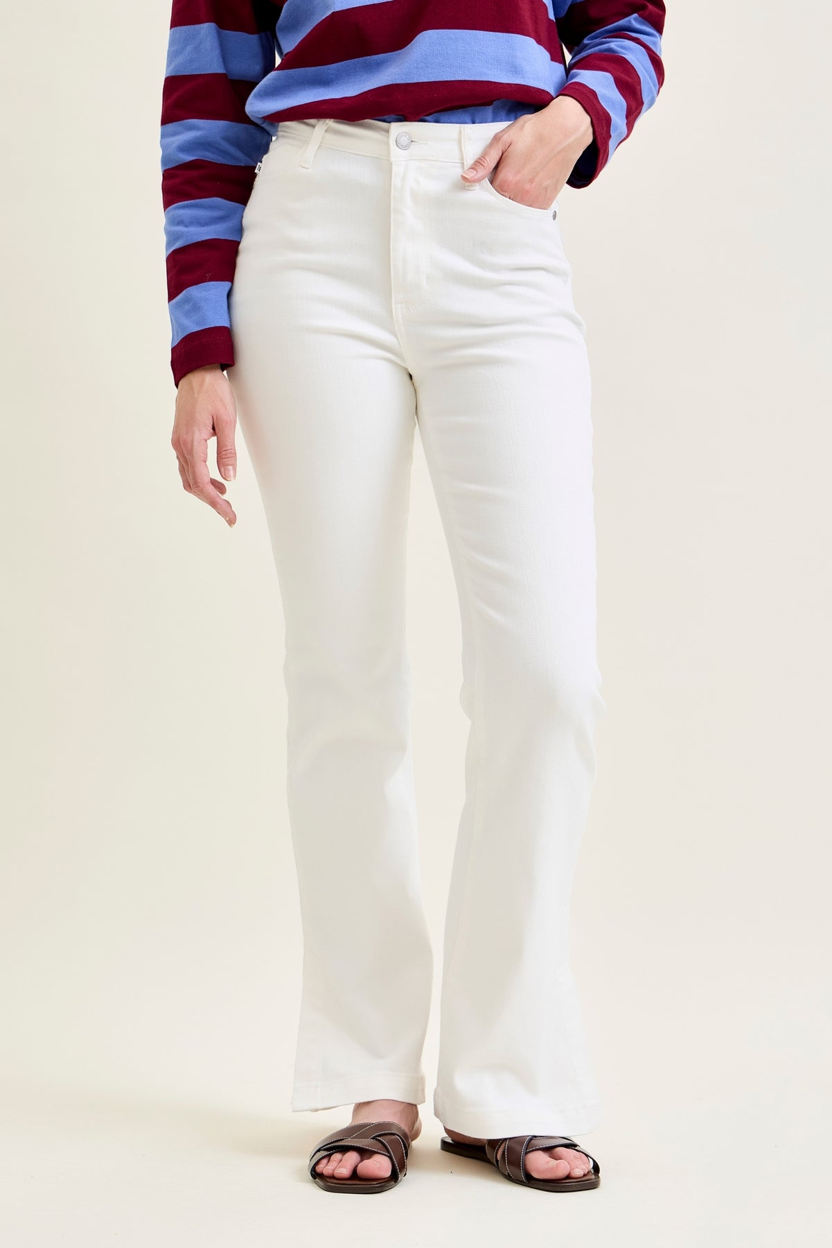 Lara White Slim Boot with Side Slit