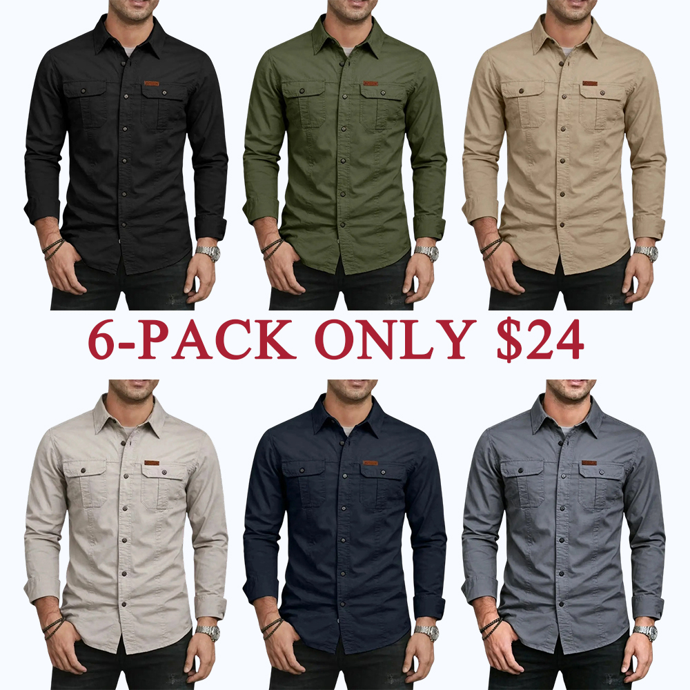 Men's Long Sleeve Workwear Shirt Outdoor Casual Versatile Top