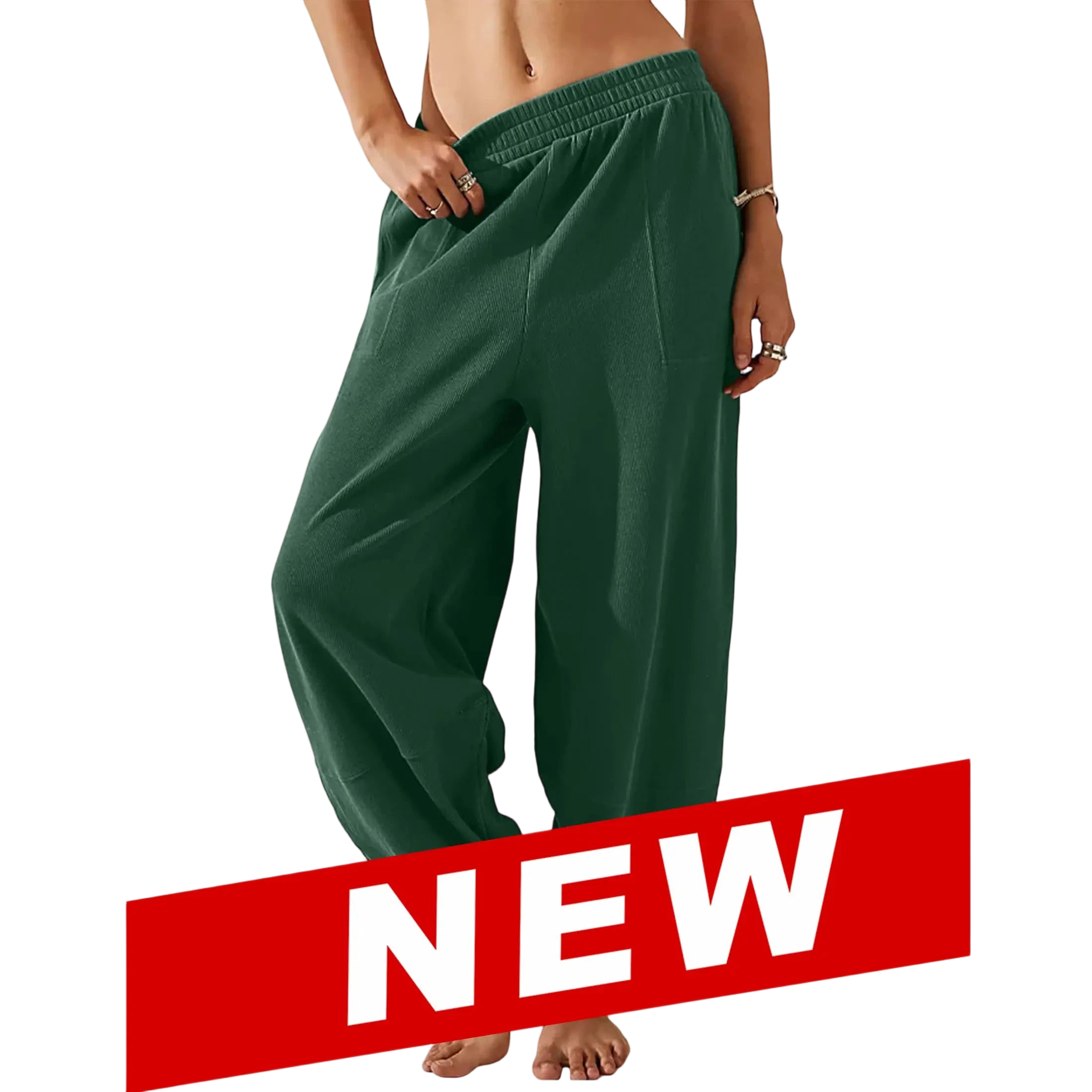 Women's Baggy Wide-Leg Pants - Casual, Elastic-Waisted, Bohemian Minimalist Basic Women's Clothes Bottom with Pockets,summerwins