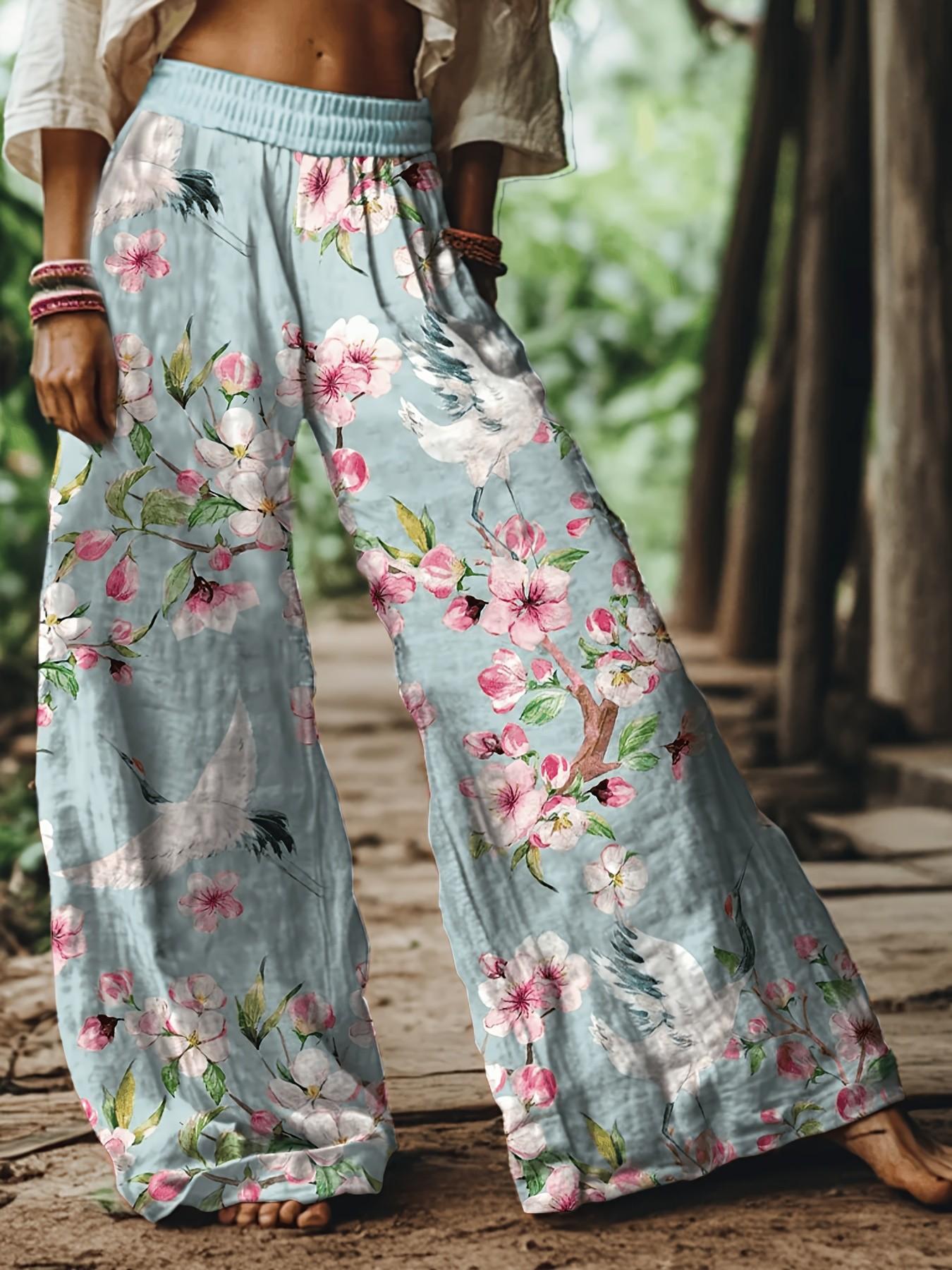 Women's Floral Casual Trousers — Comfortable, Breathable Fabric