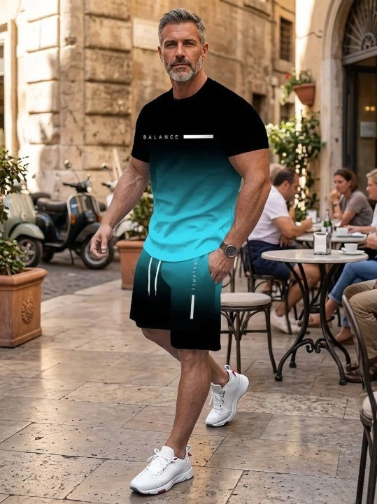 Men's Gradient Fitness Short Sleeve Set