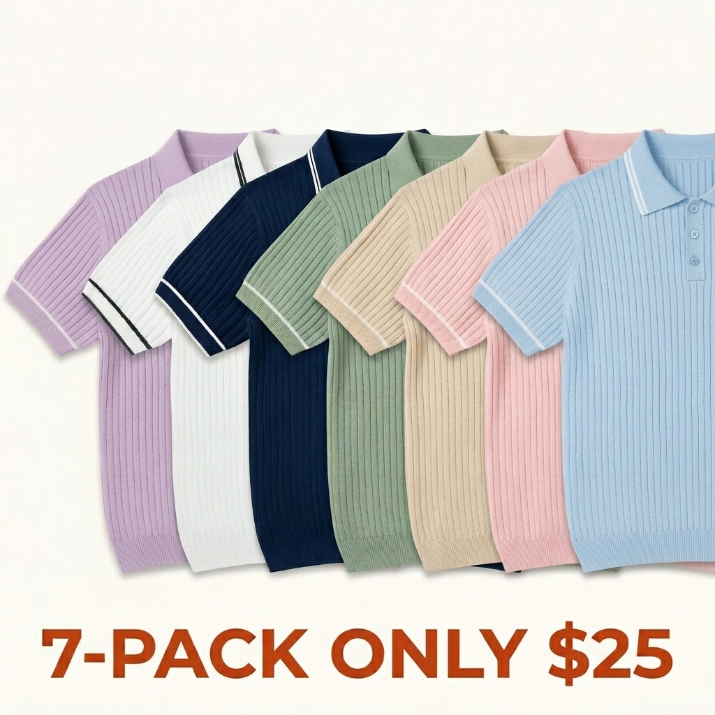 Men's Vintage Rib-Knit Polo Shirt
