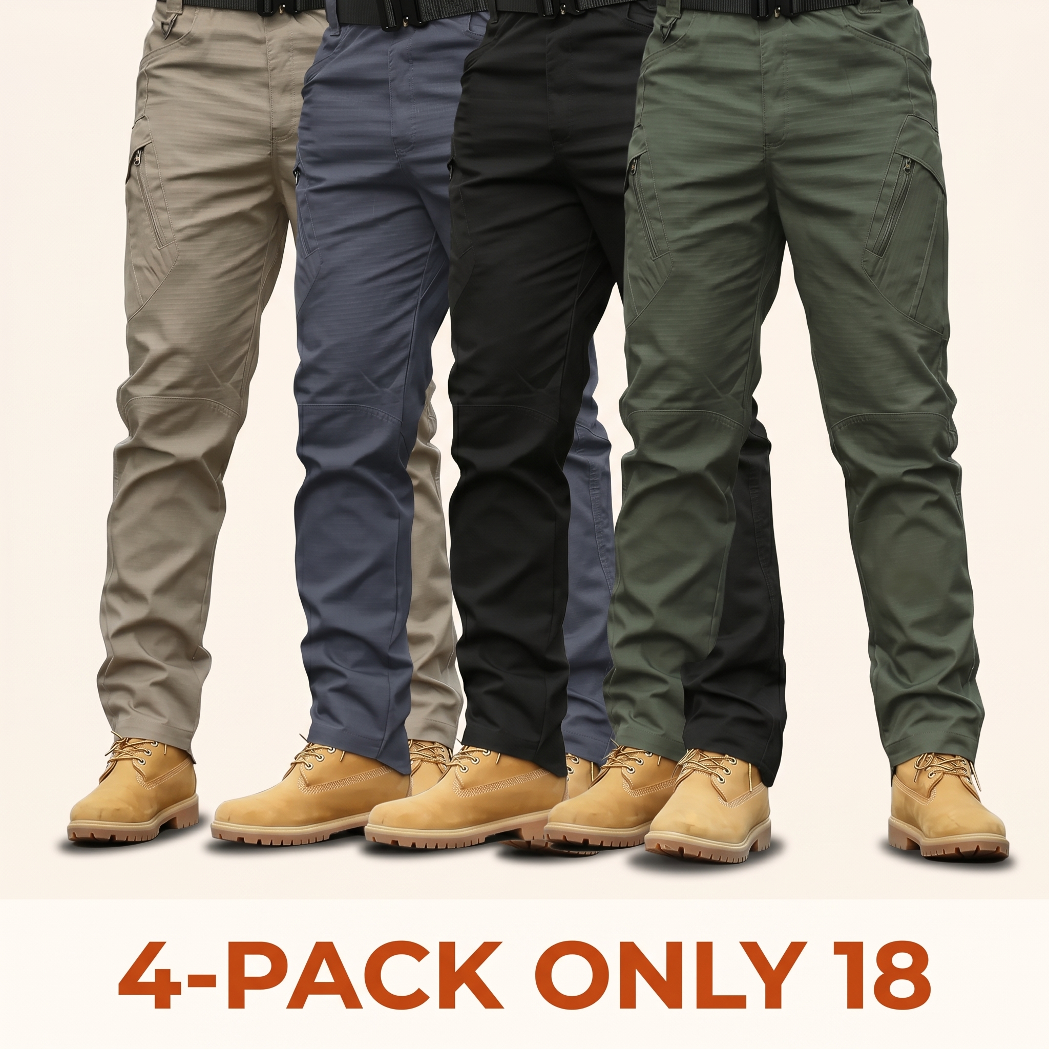 Men's Tactical Cargo Pants — Combat-Inspired Versatility, Mid-Rise Elastic Pull-On Design, Multi-Pocket Configuration