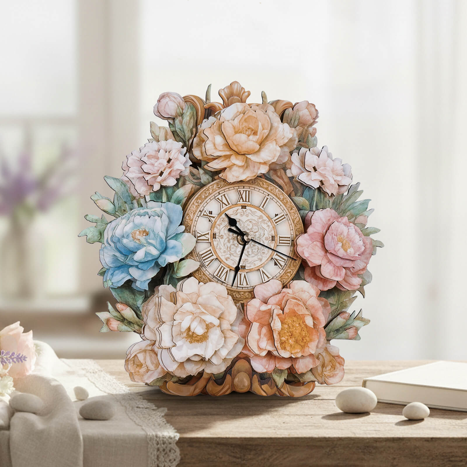 BouquetDIY Wooden Clock, 3D Puzzle Craft Kit