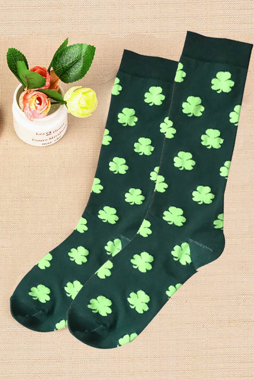 Dark Green St. Patricks Shamrock Print Handle Vacuum Cup 1200ml