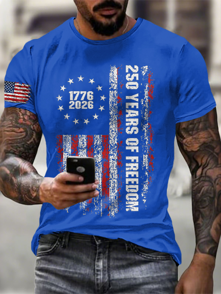 Men'S American Flag Commemorative 250Th Anniversary Classic Pattern Short Sleeve T-Shirt