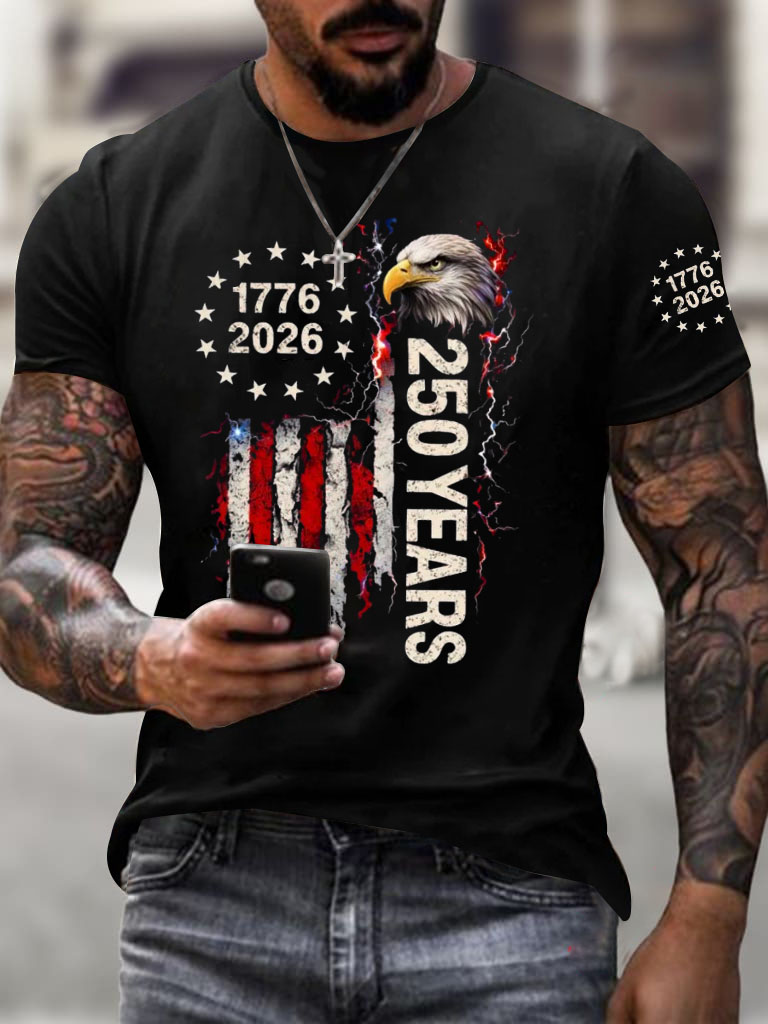 Men'S Bald Eagle American Printed T-Shirt