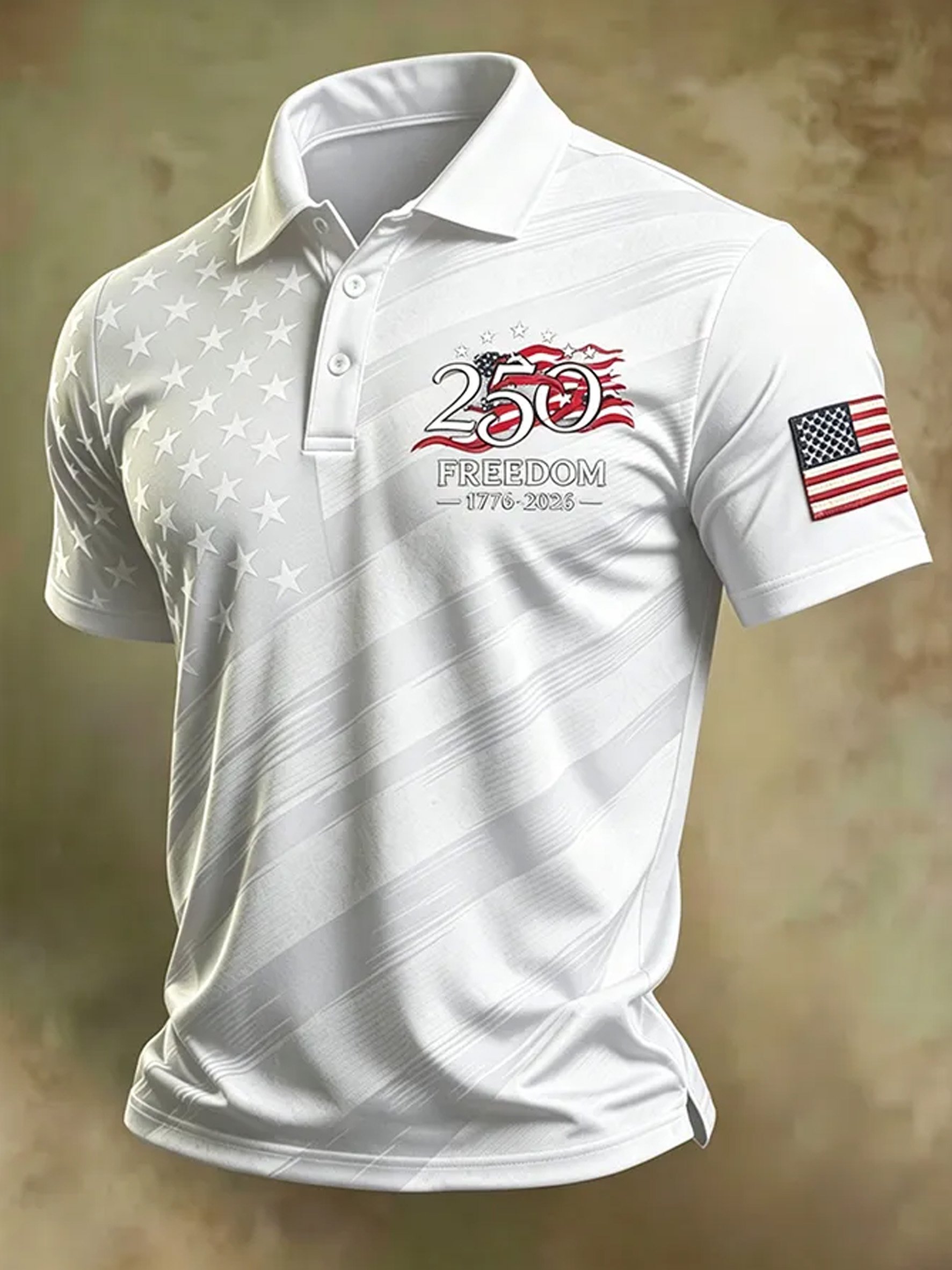 Men's American Flag Print Polo Shirt