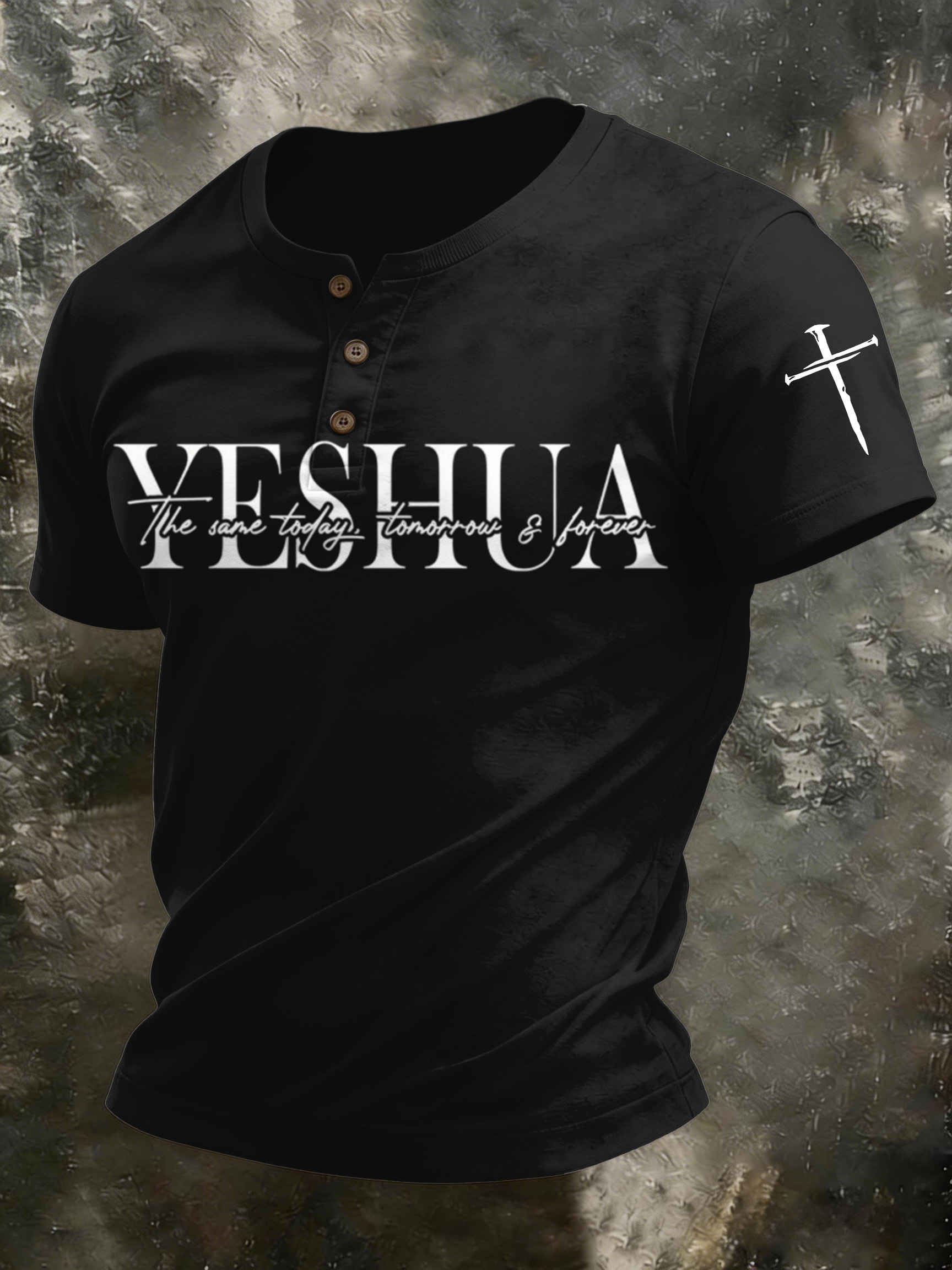 Men'S Casual Faith In Christ Jesus Henry Collar Polo Shirt