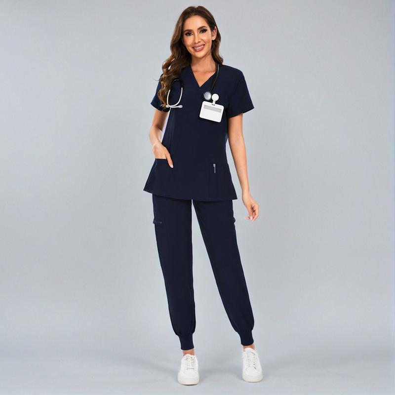 Set for Women - Stretch V-Neck Scrub Top & Jogger Pant with 8 Pockets COZY SCRUBS