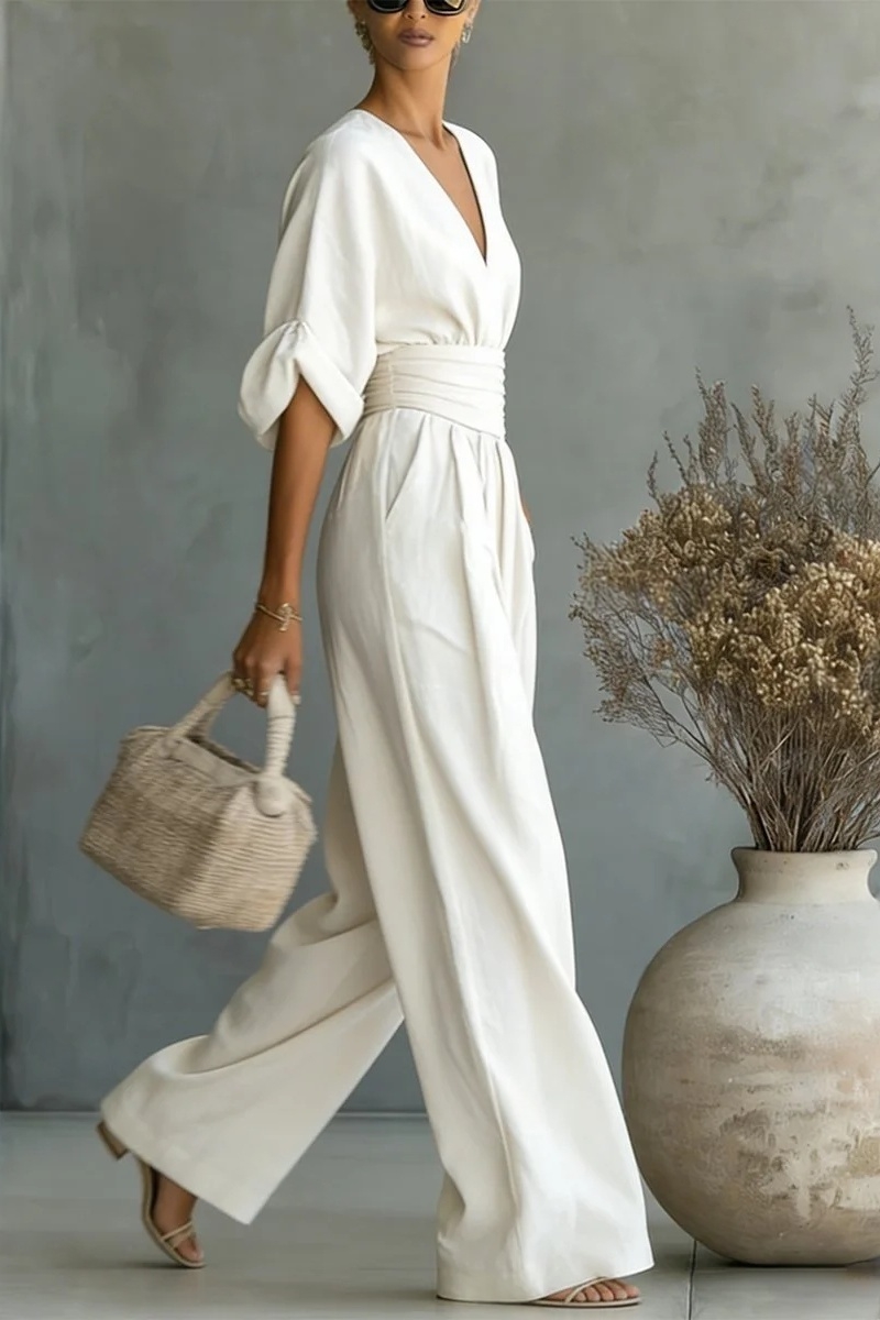 Fashion V-neck Waist Jumpsuit