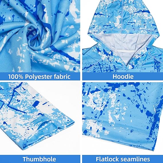 Men's UPF 50+ Sun Protection Hoodie Shirt Long Sleeve SPF Fishing Outdoor UV Hiking Lightweight Shirts