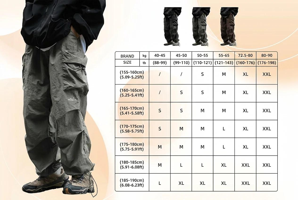 Unisex Loose-Fit Cargo Parachute Pants