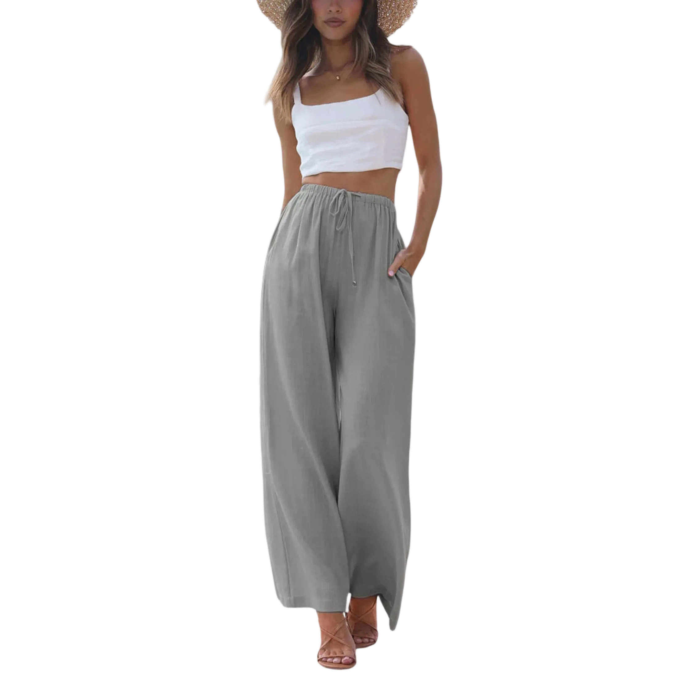 Women's Lightweight Wide Leg Palazzo Pants with Pockets☁️