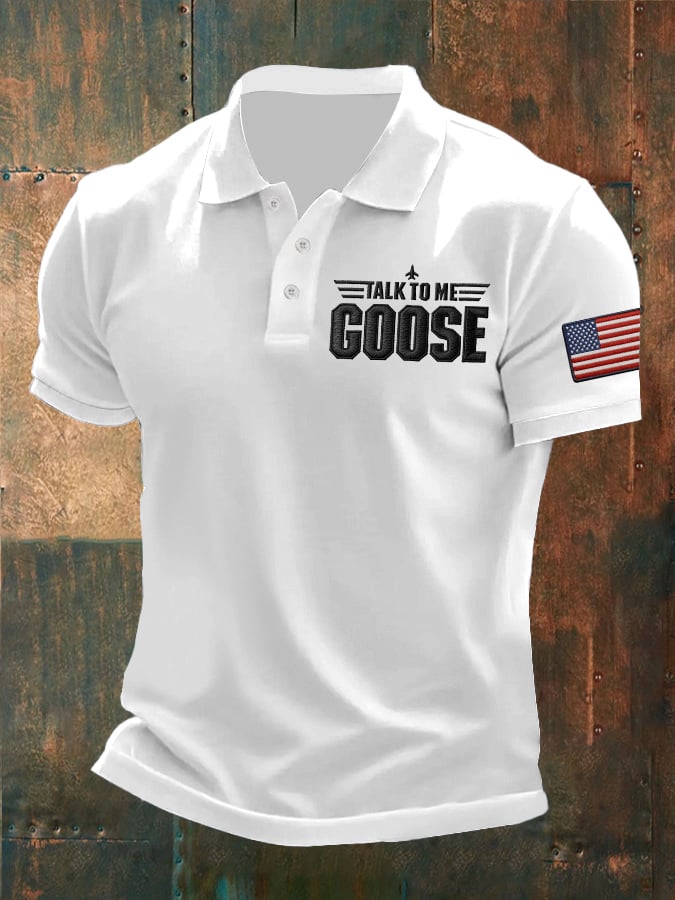 Men's Retro Talk To Me Goose Printed Polo Shirt