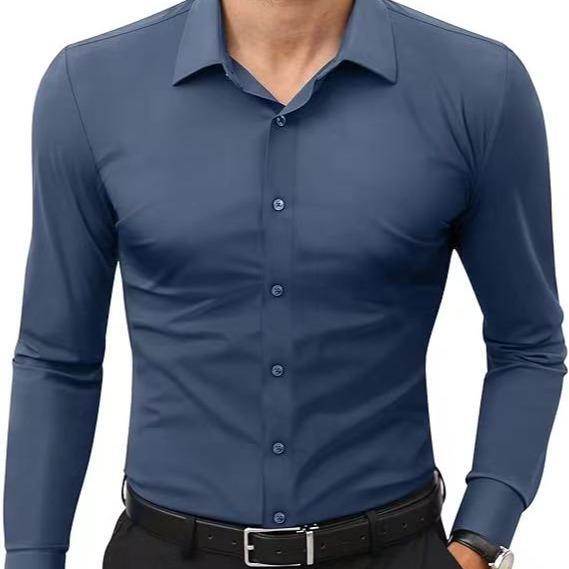 🔥Last Day Promotion!🔥Men’s 4-Way Stretch Travel Dress Shirt: Wrinkle-Free Slim Fit