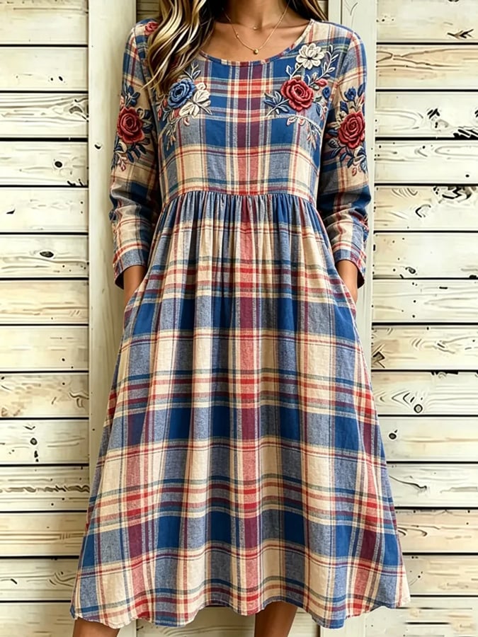 Women's Vintage Floral Art Print Dress