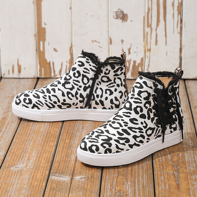 Lace-Up Round Toe Canvas Boots with Side Zip (multiple color options)