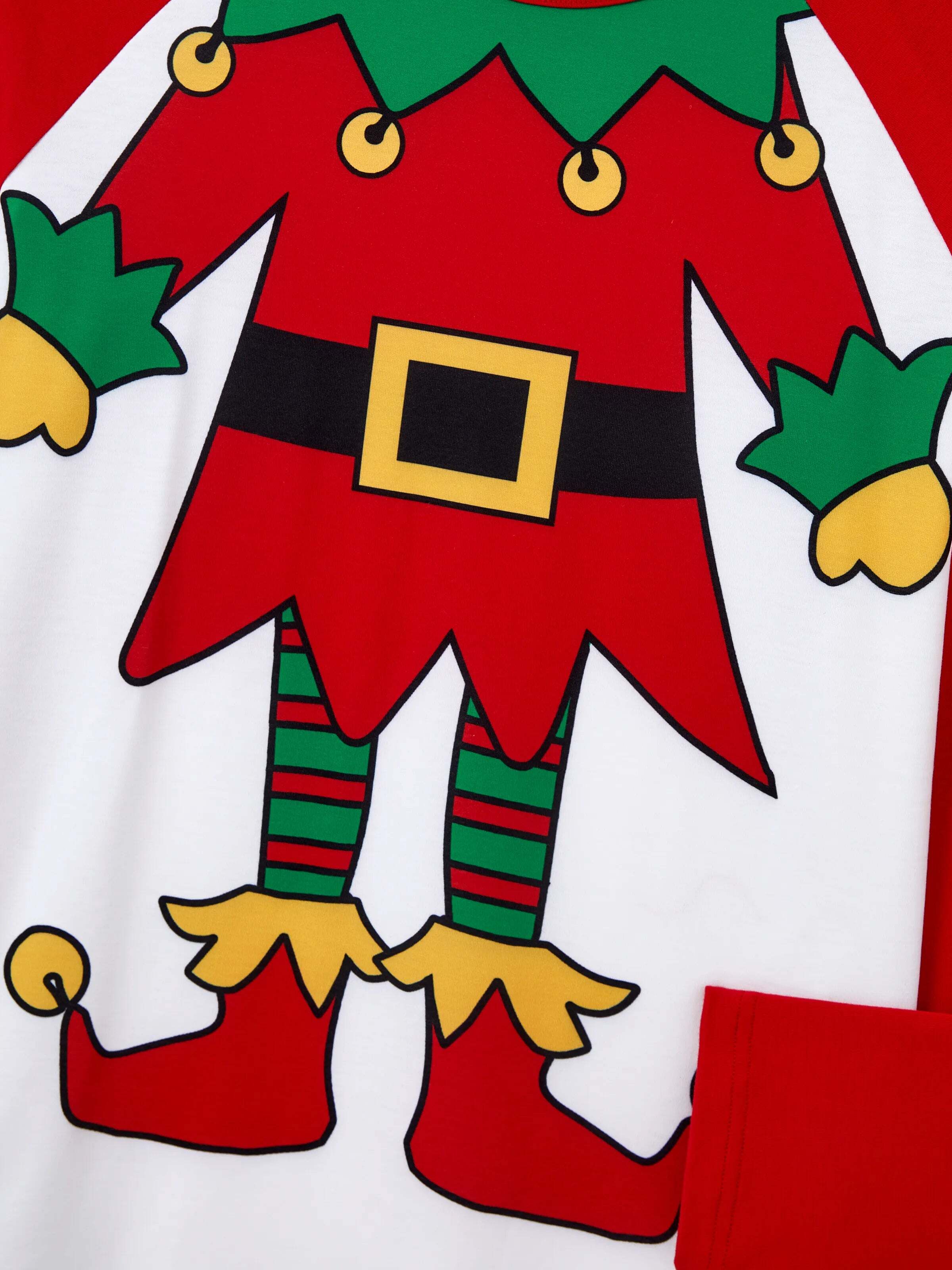 Christmas Matching Family Pajamas Set Christmas Elf Print PJS with Christmas Socks Red