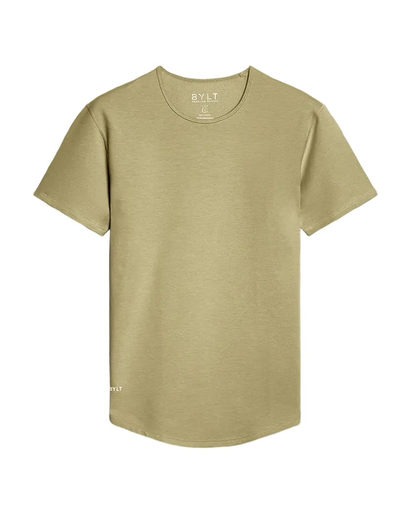 Men Fitted Crewneck Tee with 4-Way Stretch & Wrinkle-Resistant Fabric