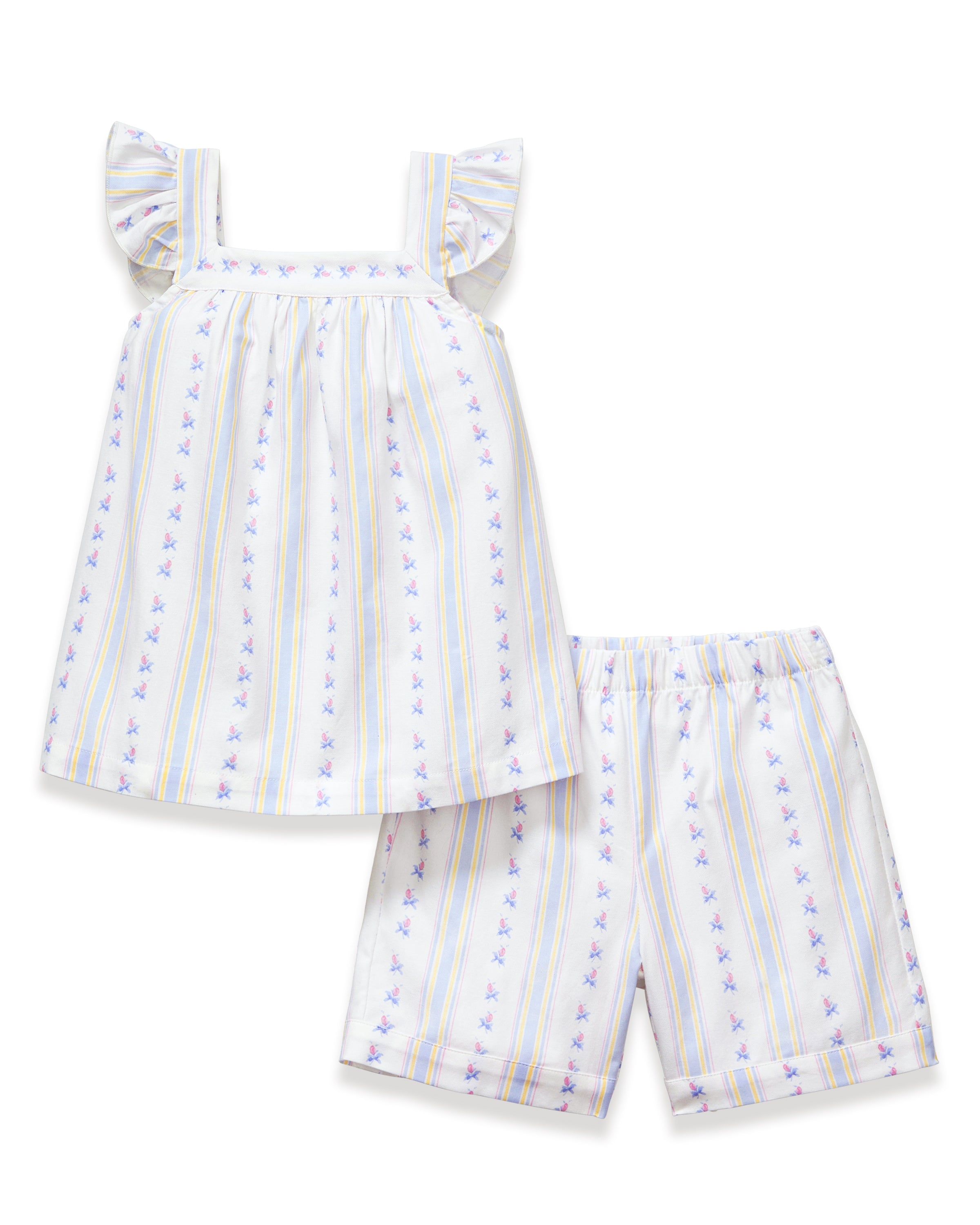 Girl's Twill Clara Short Set in Cottage Stripe