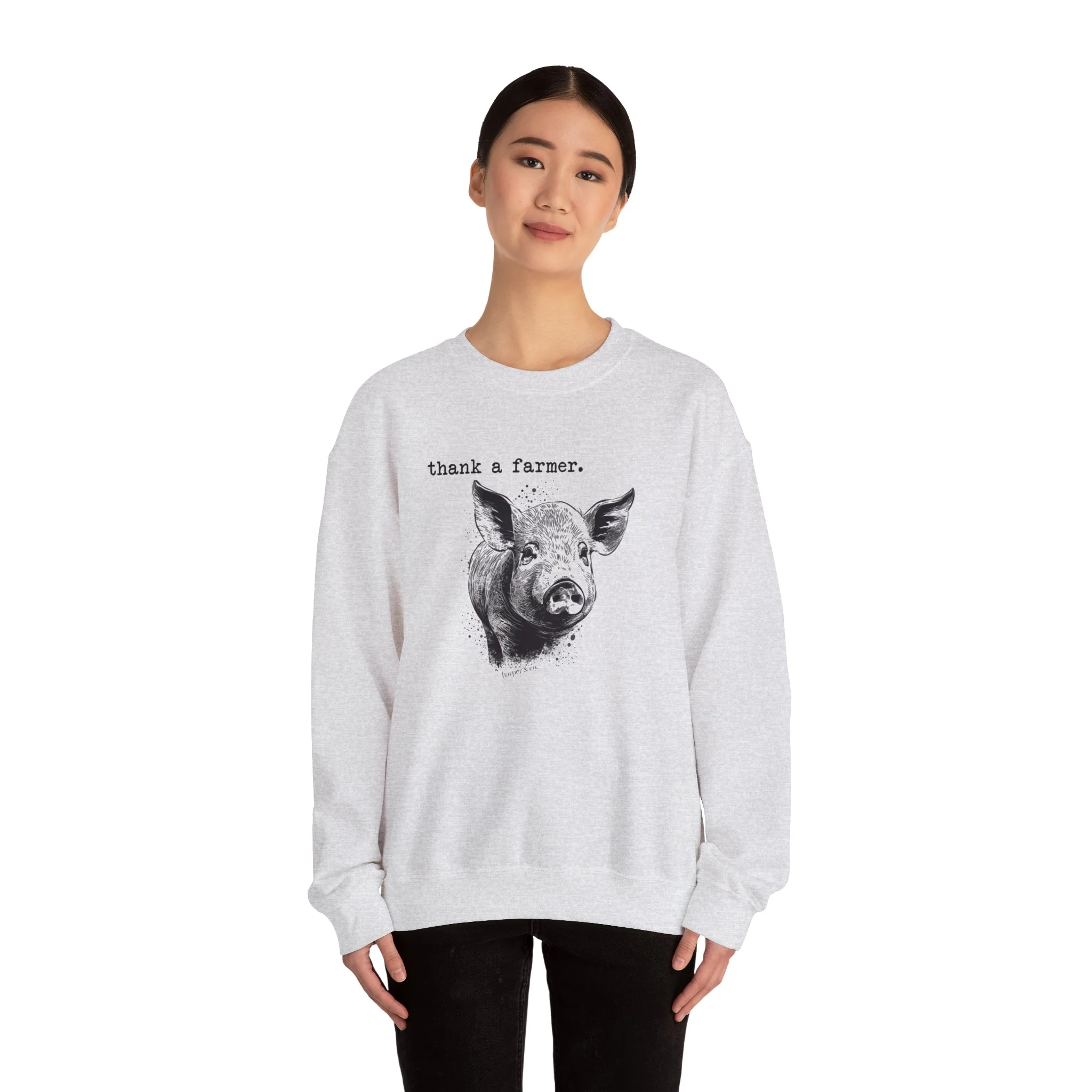 Thank a Farmer Pig Unisex Heavy Blend? Crewneck Sweatshirt