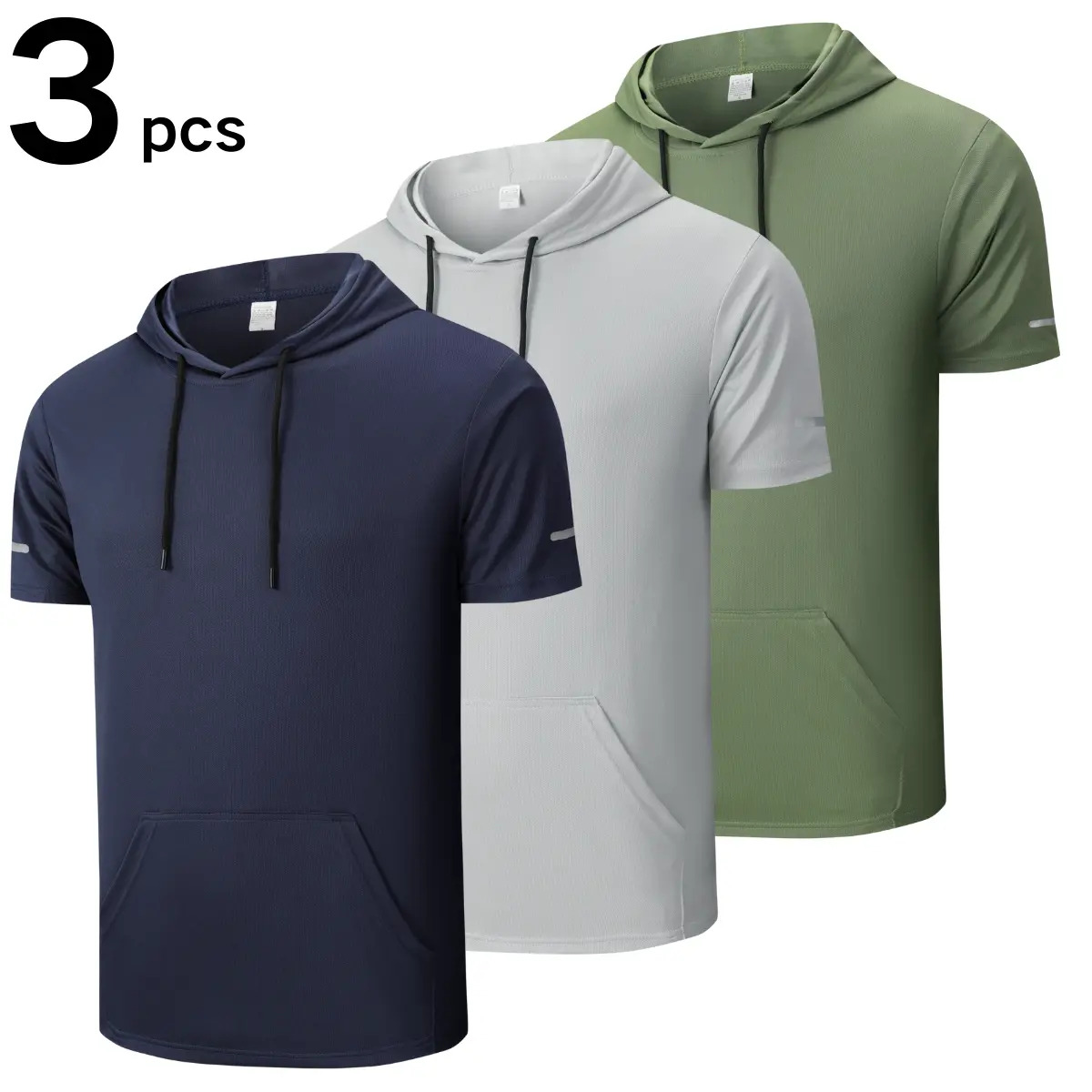 Men's Solid-Color Short-Sleeve Athletic Hoodie