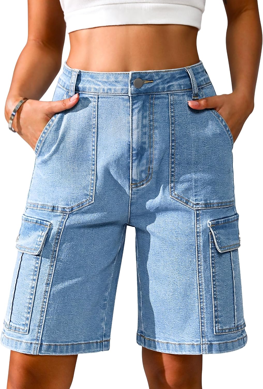 Eddoyee Women's Bermuda Cargo Shorts