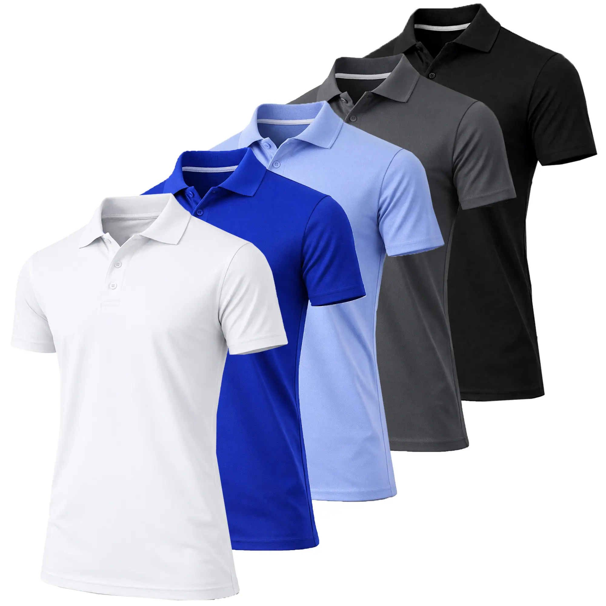 👕 Men's 5-Pack Performance Dry-Fit Polo Shirts