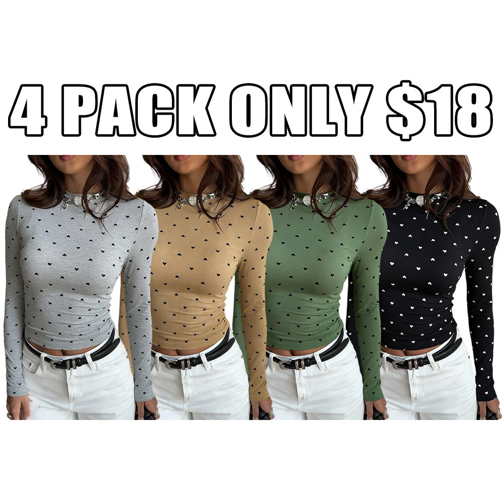 Women's color-block heart-patterned crewneck sweater