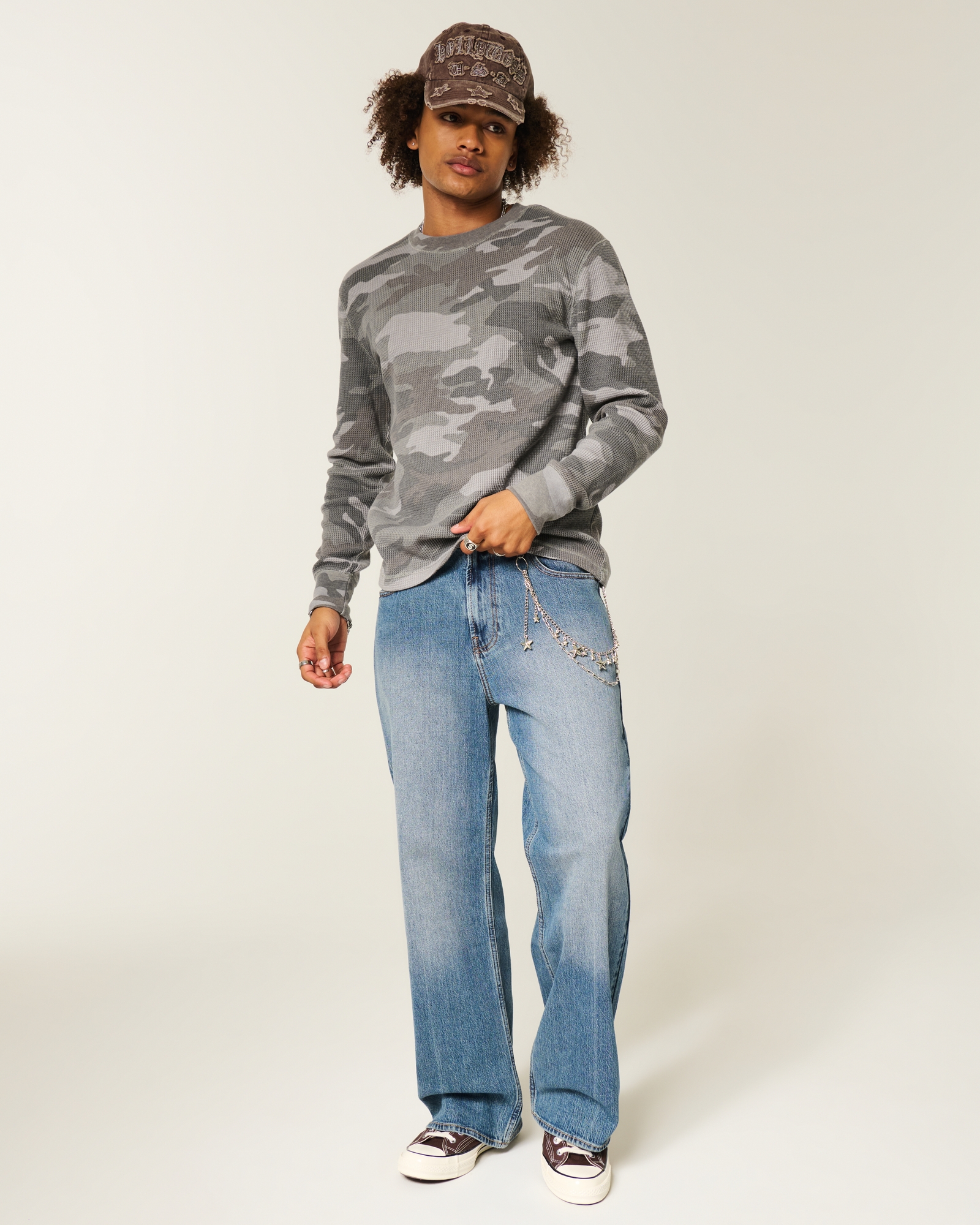 Relaxed Thermal Long-Sleeve Camo Crew Shirt